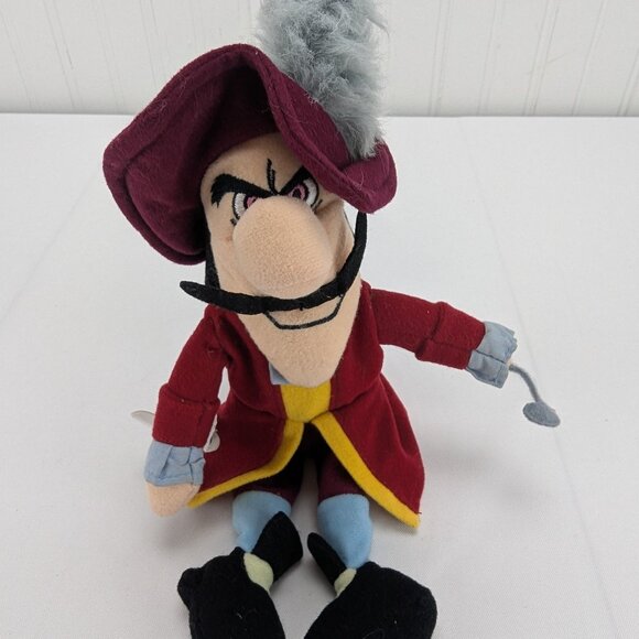 Vintage Disney Mouseketoys Captain Hook Bean Bag Plush 8" Stuffed Animal Tags - Picture 1 of 12